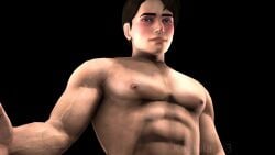 3d artist_watermark bara blushing five_nights_at_freddy's michael_afton muscular nipples pecs pectorals selfie shirtless shirtless_male smiling solo source_filmmaker veiny_arms watermark