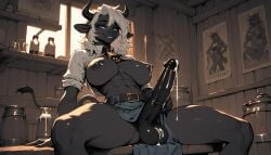 ai_generated bovine furry futanari horse horsecock solo