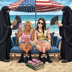 6girls ai_generated alpha_female american_female american_flag american_girl barefoot bdsm beach beach_umbrella beaten beautiful_girl blonde blonde-haired_female blonde_female blonde_girl blonde_hair blue_eyes bondage brown_eyes bruise brunette_female bullying buried buried_in_sand burka chaise_lounge clothed cocktail crossed_ankles crossed_feet crying dark_brown_eyes denim_shorts dominant dominant_female domination enjoying fan fanning_slave feet femdom flip_flops foot_fetish foot_focus footrest footstool happy happy_dom happy_girl helpless helpless_female hijab hot_girl human_footstool human_furniture humiliated humiliating humiliation humiliation_fetish immobile immobilization injury insult insulting iphone lezdom long_hair loser loser_submits medium_breasts mistress_and_slave mockery mocking muslim muslim_female muslim_slave obedience obedient obedient_sub ocean outside pink_sandals pink_tank_top plugsuit presenting_feet public_humiliation raceplay relaxing rich_female rich_girl sad_sub sand sexy sexy_female short_hair short_shorts slap_mark slave_girl slavery smile smiling smiling_at_viewer sobbing soles soles_fetish submissive submissive_female summer sunbathing suntan tanned tanned_female tanned_skin tears toe_wiggle toes white_female white_skin wiggling_toes winner worn_footwear worship
