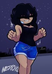 1girls 2025 breasts dark_skin dark_skinned_female female female_only long_hair mondongo nestoku oc original_character shorts tagme thighs