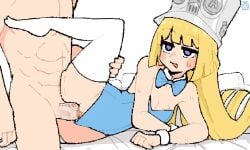 1boy 1girls 2d 2d_animation animated animated_gif blonde_hair female gif hoyoverse leotard long_hair looking_pleasured lunatheri male mihoyo norma_hollowell on_side sweat thighhighs vaginal_penetration zenless_zone_zero