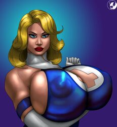 1girls alternate_breast_size alternate_version_available areolae areolae_bulge big_areolae big_breasts blindanubis blonde_hair blue_eyes boob_window breasts breasts_bigger_than_head bursting_breasts busty cleavage cleavage_cutout eyeshadow fantastic_four female female_only huge_breasts human human_only invisible_woman large_breasts light-skinned_female light_skin marvel massive_breasts mature mature_female perky_breasts pinup ponytail puffy_areolae red_lipstick simple_background solo solo_female sue_storm sue_storm_90s_costume superheroine voluptuous voluptuous_female