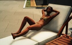 1girls 3d 3dcg absurd_res absurd_resolution absurdres armpits bare_shoulders barefoot belly black-haired_female cleavage collarbone dark-skinned_female disinterested earrings edited_screencap emotionless emotionless_female female filtered game_cg gaunt_noir high_quality high_resolution highres hitman_(series) hitman_world_of_assassination io-interactive large_breasts lying_on_chair margarita_e._bergeron mature_female navel oblivious oblivious_sexualization printed_bikini relaxing short-haired_female source_request summer sunglasses unbothered uncaring_female uninterested uninterested_female