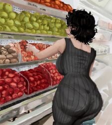 bodysuit casato clothing dress female fruit presenting_ass supermarket