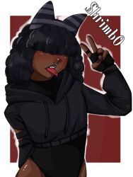 black_lipstick blush cute dark-skinned_male femboy leotard nose_piercing pink_lipstick shrimb0 solo suggestive