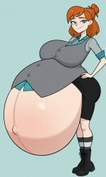 ai_generated disventure_camp ellie_(disventure_camp) enjoying_pregnancy female female_only freckles_on_face ginger_female hyper_pregnancy odd_nation_cartoons painted_nails pregnant pregnant_belly pregnant_female solo solo_female solo_focus surprised surprised_expression