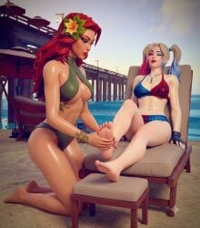 2girls ai_assisted ai_generated dc dc_comics feet feet_fetish feet_together fortnite harley_quinn harley_quinn_(fortnite) poison_ivy poison_ivy_(fortnite)