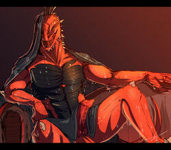 anthro bedroom_eyes divinity:_original_sin_2 divinity_(series) drago_di erection furniture genitals knot lizard_(divinity) looking_at_viewer male male_only muscular muscular_male narrowed_eyes nude on_sofa open_mouth penis presenting presenting_penis reptile scalie seductive sitting sofa solo spiked_penis spikes spikes_(anatomy) spread_legs spreading the_red_prince towel towel_on_head towel_on_lap towel_only wet