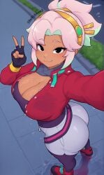 1girls ai_generated back_view big_ass big_breasts brawl_stars dressed shelly_(brawl_stars) thick_thighs