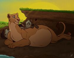 1girl1boy anthro anthro_male anthro_male_on_anthro_female anthro_on_anthro anthro_only disney enjoying_pregnancy hyena hyena_boy interspecies lion lion_girl lioness nala nala_(the_lion_king) pregnancy pregnant pregnant_anthro pregnant_belly pregnant_female the_lion_king