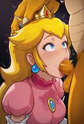 1girls ai_generated blonde_female blonde_hair bowser mario_(series) nintendo princess_peach royalty tagme