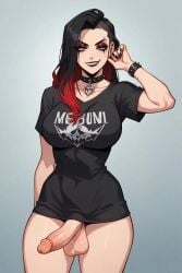 ai_generated futanari goth shirt solo