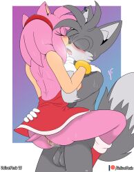 5_fingers absurd_res amy_rose anthro anus areola bodily_fluids breasts breath butt canid canine clothing duo ear_piercing eulipotyphlan eyes_closed facial_piercing fan_character female female_penetrated fingers fox french_kissing genital_fluids genitals gloves handwear hedgehog hi_res humanoid_genitalia humanoid_penis kissing male male/female male_penetrating male_penetrating_female mammal nipples nose_piercing nose_ring panting penetration penile penile_penetration penis penis_in_vagina piercing pink_areola pink_nipples ring_piercing sega sex sonic_the_hedgehog_(series) sweat vaginal vaginal_penetration vellvetfoxie