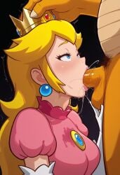 1girls ai_generated blonde_female blonde_hair bowser mario_(series) nintendo princess_peach royalty tagme