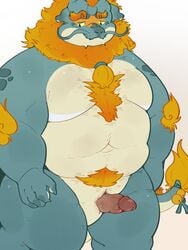 2021 3:4 anthro asian_mythology belly dragon east_asian_mythology eastern_dragon erection genitals haoming hi_res humanoid_hands kemono male male_only moobs mythology navel overweight overweight_male penis simple_background slit solo