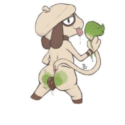 1:1 2021 animal_genitalia animal_pussy anthro anus ass azzyyeen bedroom_eyes biped bodily_fluids canine_pussy dripping female genitals holding_tail looking_at_viewer looking_back looking_back_at_viewer narrowed_eyes nintendo nude paint pokémon_(species) pokemon pokemon_(species) presenting presenting_hindquarters pussy rear_view saliva saliva_drip seductive simple_background smeargle solo standing tongue tongue_out video_games white_background