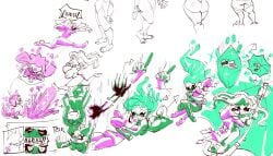 2girls ass box_chan breasts female hugging marina_(splatoon) nude pearl_(splatoon) splatoon tagme yuri