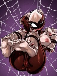alien andrea_benton barefoot breasts clawed_feet clawed_fingers curled_toes foxyart klyntar marvel marvel_comics pussy silence_(marvel) soles symbiote toes toes_scrunch wiggling_toes wink