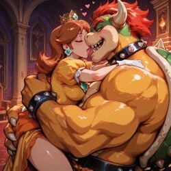 1girls ai_generated blonde_female blonde_hair bowser mario_(series) nintendo princess_daisy royalty tagme
