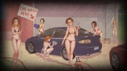 6girls another_chance antennae automobile barefoot bikini bikini_bottom bikini_top black_hair black_hair_female blonde-haired_female blonde_female blonde_hair blue_bikini blue_car brunette brunette_female brunette_hair bucket car car_wash carwash cement cheetah_print cheetah_print_bikini cheetah_print_bra cheetah_print_panties cheetah_print_thong dream_sequence dyed-hair dyed_hair flora_(another_chance) garage glasses hairband hairbun high_school holding_sign hose house isabelle_(another_chance) jacklyn_(another_chance) jo_(another_chance) kate_(another_chance) looking_back main_character_(another_chance) milf mom mother non-nude nonsexual pink_bikini purple_bikini red_car round_ass round_butt school_girl schoolgirl shadows shoulder_length_hair skimpy_bikini small_ass small_breasts sponge stool sunny teenage_female teenage_girl tiny_ass tiny_breasts two-piece_swimsuit washing_car