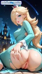 1girls 2026 ai_assisted ai_generated anime anus ass big_ass blonde_hair booty butthole constellation earrings female_genitalia genitals hi_res high_quality high_resolution highres mario_(series) night night_sky nintendo patreon patreon_username princess_rosalina pussy rosalina sky skypassion solo stable_diffusion star_earrings super_mario_bros. super_mario_galaxy torn_clothes uncensored_pussy uncensored_vagina watermark