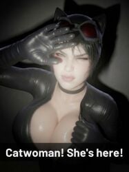 1girls 2026 3d 3d_(artwork) batman_(series) big_breasts black_hair bodysuit breasts bursting_breasts bust_portrait cat_ears catwoman choker cleavage collar dc dc_comics female green_eyes huge_breasts large_breasts light-skinned_female light_skin looking_at_viewer massive_breasts one_eye_closed seductive seductive_look selina_kyle shiny shiny_breasts shiny_clothes shiny_skin short_hair skin_tight text thick_breasts thick_lips tight_clothes tight_clothing voluptuous voluptuous_female