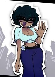 1girls 2026 breasts dark_skin dark_skinned_female female female_only glasses happy happy_female mondongo nestoku oc original_character rectangular_glasses tagme thighs
