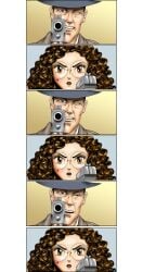 brown_hair dcmatthews female glasses gun hair long_hair male