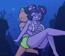 1boy 1boy1girl 1girl 1girls air_bubble air_bubbles annoying_dog_(undertale) anthro ass big_ass big_breasts black_hair black_sclera blush blushing bondage boobs bow breasts bubble bubbles diving female female_focus fish fluorescent fluorescent_paint green_hair happy holding holding_partner male muffet okami_tomato pink_eyes purple_body purple_skin red_body red_skin revealing_swimsuit smug smug_expression smug_face smug_grin smug_smile spider spider_girl spider_humanoid spider_web swimming swimming_trunks swimsuit thick_thighs thighs tomato_(okami_tomato) undertale undertale_(series) underwater water watermark web_bondage