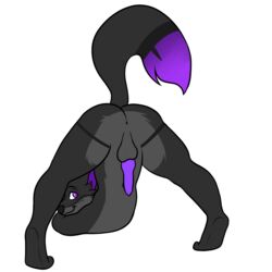 1:1 alpha_channel animal_genitalia anthro anus ass backsack balls canid canine fox fur_dye genitals glowing glowing_eyes glowing_genitalia glowing_tail hi_res jack-o'_pose male mammal penis pose psychoyamada slinx slinx_(character) solo