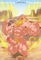 balls bara boner dragon_ball dragon_ball_z erection gay lovkuma male male_only muscles muscular nappa nude penis powering_up saiyan solo solo_male super_saiyan_3