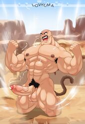 balls bara boner dragon_ball dragon_ball_z erection gay lovkuma male male_only muscles muscular nappa nude penis powering_up saiyan solo solo_male