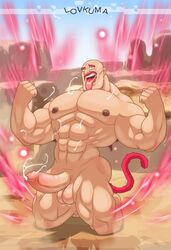 balls bara boner dragon_ball dragon_ball_z erection gay lovkuma male male_only muscles muscular nappa nude penis powering_up saiyan solo solo_male super_saiyan_god