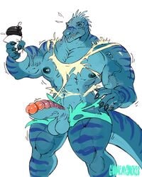 4:5 anthro clothing dinosaur gimmemysmokes growth hi_res male muscle_growth muscular reptile scalie solo torn_clothing transformation vascular