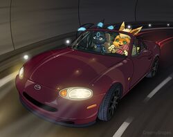 big_penis cabriolet car collar convertible creamygrapes draco_(draco) driving duo eeveelution feral flareon genitals glowing glowing_markings hi_res male markings mazda mazda_miata mazda_mx-5 nintendo penis pokémon_(species) pokemon pokemon_(species) ringed_eyes shiny_pokemon smile tunnel umbreon vehicle video_games vovo