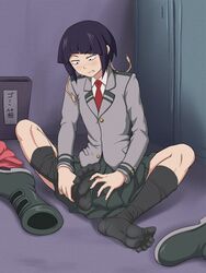 1girls awkward black_socks blush boots_removed feet female female_only foot_fetish human kyoka_jiro legwear maku_(l-u) my_hero_academia short_hair socks socks_removed soles solo sore sweaty sweaty_feet toes