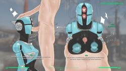 1boy 1girls ada_(fallout) assaultron assaultron_(fallout) blue_body breast_play breasts duo fallout fellatio female hi_res human human_on_humanoid human_penetrating humanoid interspecies locodemon machine male male/female male_human/female_robot mammal oral paizuri penetration penile robot robot_girl robot_humanoid sex titjob