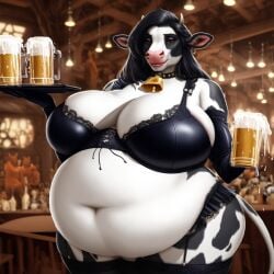 ai ai_generated anthro barmaid barmaid_outfit bbw beer belly big_belly big_breasts bovid bovine breasts chubby chubby_female cow_ears cow_girl cow_horns cow_print female female_only looking_at_viewer maid mommy nipples overweight overweight_female seductive_mouth sexy sexy_pose slightly_chubby slightly_chubby_female thepyromancerfox voluptuous voluptuous_female
