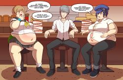 axel-rosered big_breasts breasts chie_satonaka eating_food fat naoto_shirogane obese obese_female persona persona_4 sequence weight_gain weight_gain_female