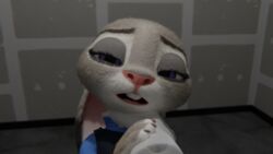 16:9 3d_(artwork) anthro asphyxiation bananastheleech clothing cowering digital_media_(artwork) disembodied_hand disney female forced ghost_hands hi_res judy_hopps lagomorph leporid mammal rabbit shocked solo strangling uniform widescreen zootopia