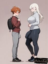 1futa 1futanari ai_generated big_balls big_breasts big_penis bigger_female bigger_futa bulge bulge_through_clothing flaccid flaccid_penis full_body futa_is_bigger futa_on_male futa_only futa_with_male futadom futanari huge_balls huge_cock large_balls large_penis long_penis massive_penis penis_size_difference saggy_balls side_view size_difference taller_female tight_clothing veiny_penis