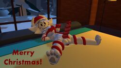 3d 3d_(artwork) alternate_version_available anthro anthro_futa arms_behind_back balls ballsack bed bedroom bedroom_background bedroom_setting bedroom_window boner bow bow_on_penis bow_tie bowtie chest_tuft christmas christmas_hat christmas_headwear covered_nipples dickgirl erect_penis feline_humanoid furry furry_futa furry_only futa_focus futa_only futanari gift_wrapping grey_pawpads high_quality indoors intersex lamp laying_down laying_on_back laying_on_bed legs legs_apart legs_spread looking_at_viewer lying lying_down lying_on_back lying_on_bed merry_christmas mostly_nude mostly_nude_anthro mostly_nude_futa pawpads paws penis penis_bow penis_out penis_ribbon pink_penis rec_room red_bow red_bowtie ribbon_bondage ribbons santa_hat self_upload shaded snow solo solo_anthro solo_female solo_focus solo_futa spread_legs spreading sunny_(melodynotmel) syntholsoul text tied_arms tied_legs tied_up tree trees white_body white_fur window wrapped wrapped_arms wrapped_legs wrapped_penis wrapped_up