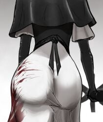 1girls artist_request ass ass_focus big_ass big_butt blood blood_stain blood_stained_clothes clothed clothes elden_ring elden_ring_nightreign fromsoftware fully_clothed hood large_ass large_butt nun nun's_habit nun_outfit undertaker_(nightreign)