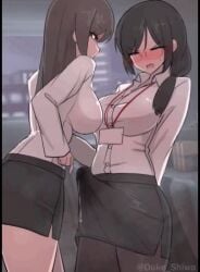 1futa 2d 2d_animation animated arms_behind_back black_hair blush breasts brown_eyes brown_hair bulge clenched_teeth cum duke_shiwa ejaculation erection erection_under_clothes female futanari glasses hair_over_shoulder indoors lanyard large_breasts large_penis long_hair no_sound office_lady office_lady_(shiwa) orgasm original pantyhose pencil_skirt penis ponytail precum shirt shiwa_kou short_video shorter_than_30_seconds skirt standing sweat tagme teasing teeth trying_not_to_cum video white_shirt