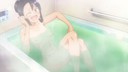 1girls accurate_art_style bathroom black_hair blush breasts brown_eyes drpizzaboi1 fake_screenshot female_focus female_only hayase_nagatoro hi_res long_hair navel nipples on_model open_mouth please_don't_bully_me,_nagatoro pose small_breasts smile solo style_emulation style_imitation style_parody stylized tanline tanned thin_waist wink