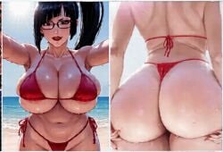 ai_generated arc_system_works asian_female ass beach belly_button bikini blazblue booty breasts chinese_female gif glasses jiggling_ass jiggling_breasts jiggling_tits litchi_faye_ling midriff nipples_outside ocean rattoilet red_bikini red_thong seaart.ai skimpy_bikini sunny_day thong tight_thong twerk twerking video_games water_on_body water_on_breasts wet_body