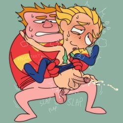 2020s 2023 2boys accurate_art_style anal anal_insertion anal_penetration anal_sex arms_around_partner barefoot blush blush_lines bottomless_human bottomless_male coach_john_mcguirk digital_drawing_(artwork) digital_media_(artwork) ejaculating_while_penetrated ejaculation_while_penetrated faggotrat green_necktie green_tie hi_res high_resolution highres home_movies male/male mature_human mature_male mature_man no_toes not_furry not_furry_focus on_model ronald_lynch signature simple_background style_imitation sweat sweaty_body sweaty_face teacher toony toony_face visible_breath yaoi