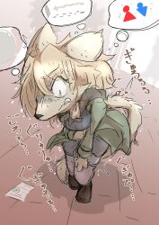 absurd_res accident anthro blonde_hair clothed clothing desperation female green_eyes hair hands_on_stomach hi_res holding_stomach imminent_feces mammal mouse mttbsmn murid murine rodent rua_the_thief_(mttbsmn) rumbling rumbling_stomach solo tail text thief
