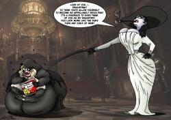 1girls alcina_dimitrescu bela_(resident_evil) belly_overhang big_belly big_breast big_breasts big_lips blood_on_face capcom fat fat_ass fat_female flies_for_smell gigantic_breasts huge_ass huge_belly huge_breasts large_breasts mocking morbidly_obese morbidly_obese_female obese obese_female resident_evil resident_evil_8:_village shortstack shortstackification skeletal_boy thick_ass thick_thighs transformation ugly_female weight_gain weight_gain_female wide_hips xanderdwulfe