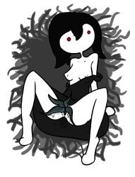 1girls areolae artist_request bare_arms bare_breasts bare_legs bare_shoulders bare_thighs barefoot black_hair breasts collarbone cute demon dress female female_focus female_only medium_hair meme monster nipples no_bra no_mouth no_panties pussy pussy_tentacles red_eyes shadow-spawn_from_beyond_the_stars_gf shoulder_length_hair sitting small_breasts solo solo_female solo_focus tagme tentacles_from_pussy white_skin